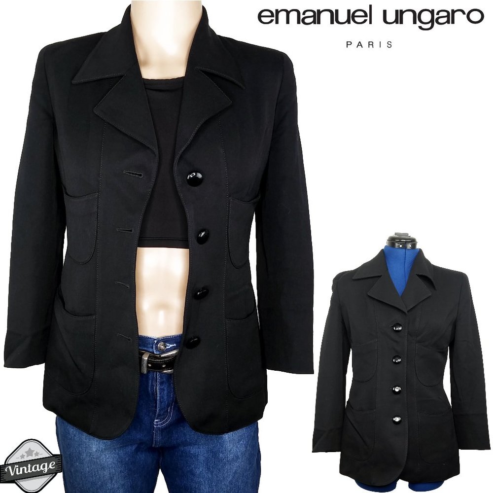 Vintage 90s Emanuel Ungaro Button Front Jacket 6 - Picture 1 of 12